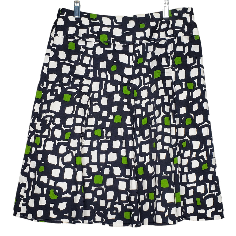 Judy Lee Cole Black, White & Green Geometric A-Line Skirt Sz 8